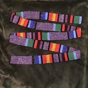 Multi colored striped design Glass Bead Belting